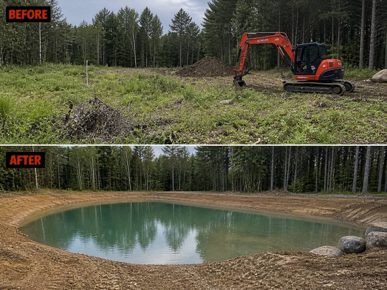 Pond excavation and construction Northern Michigan
